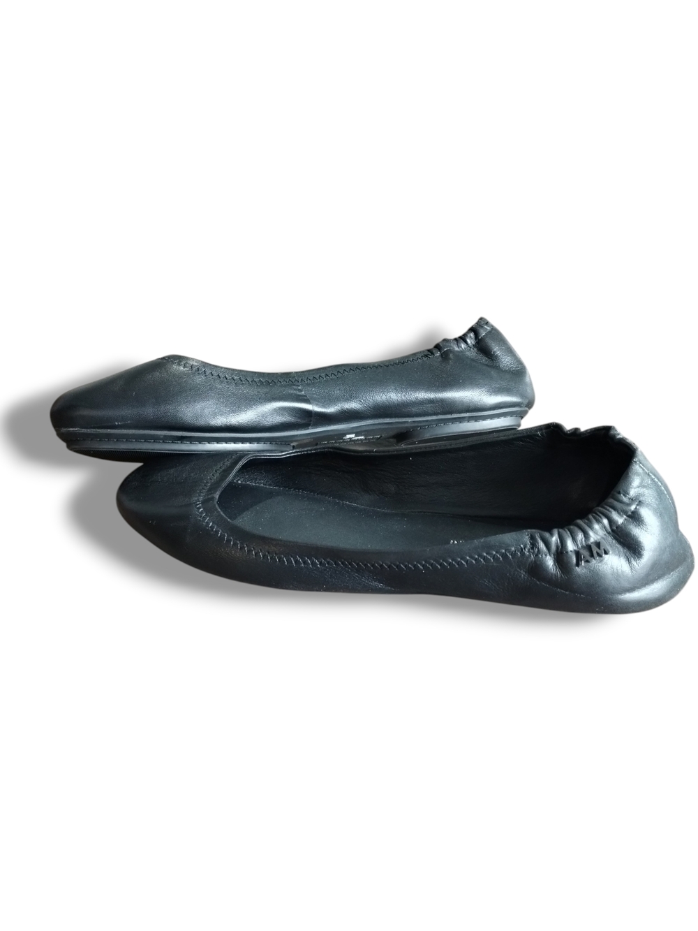 Antonio Melani Black Leather Ballet Flats Size 7.5 Round Toe - Picture 10 of 10